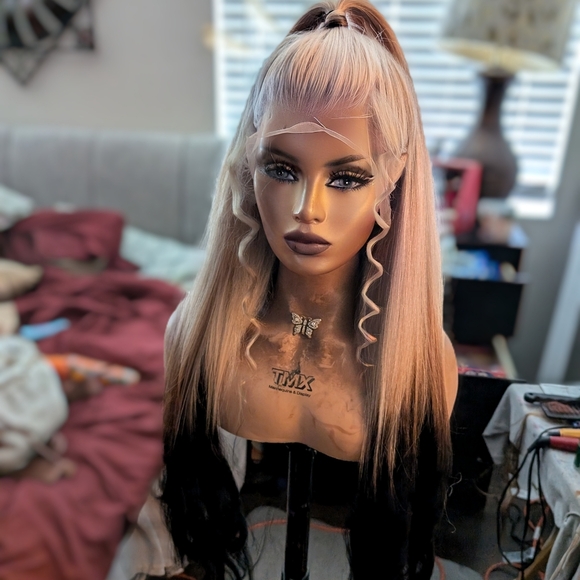 BLONDE REVERSE OMBRE HUMAN LACE FRONT WIG - Picture 3 of 5